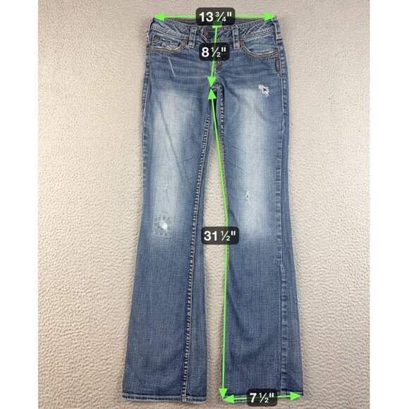 Silver Jeans Womens 25x33 Blue Tuesday Low Rise Slim Boot Bootcut Stretch Denim - Picture 3 of 11